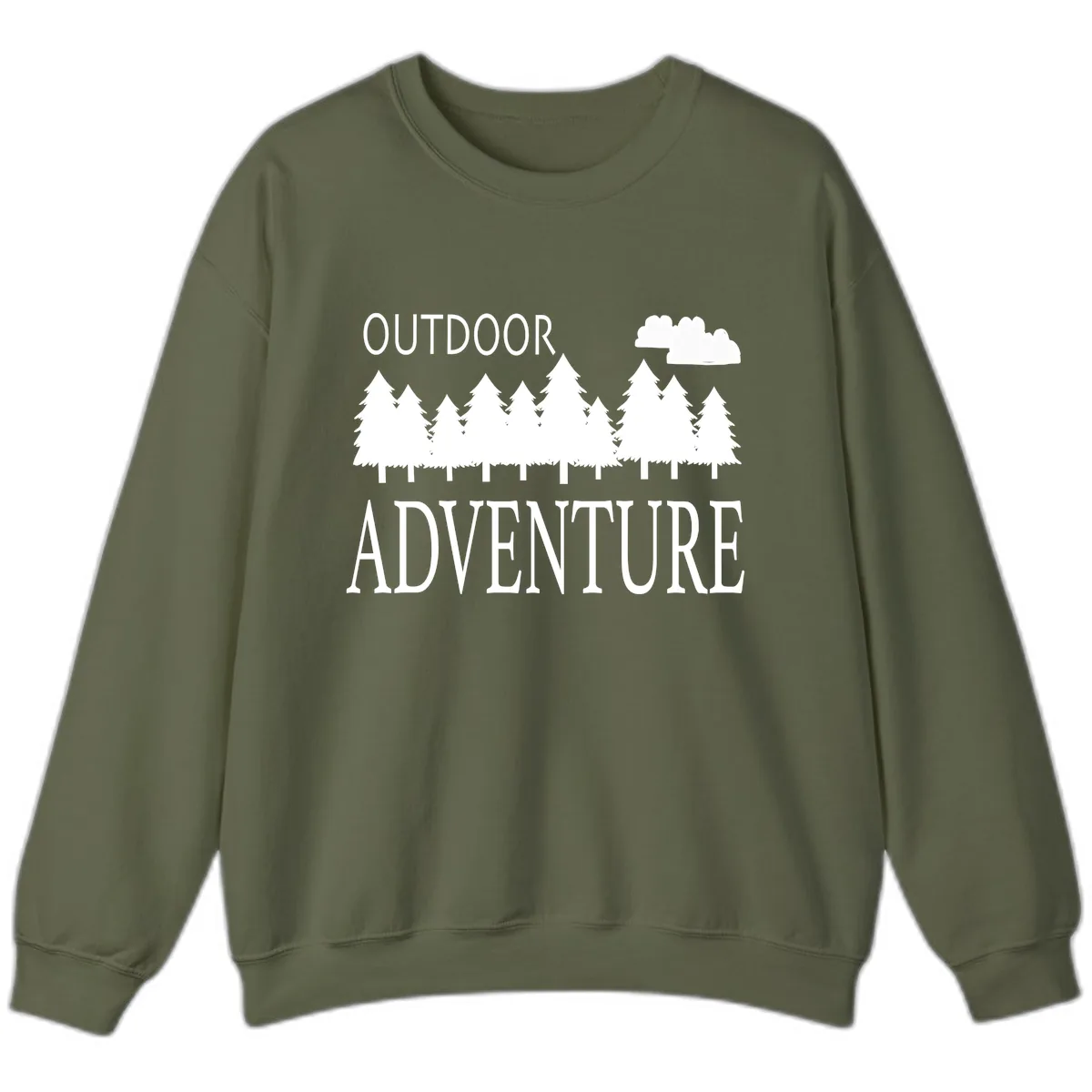 Outdoor Adventure Forest Line Sweatshirt in Military Green