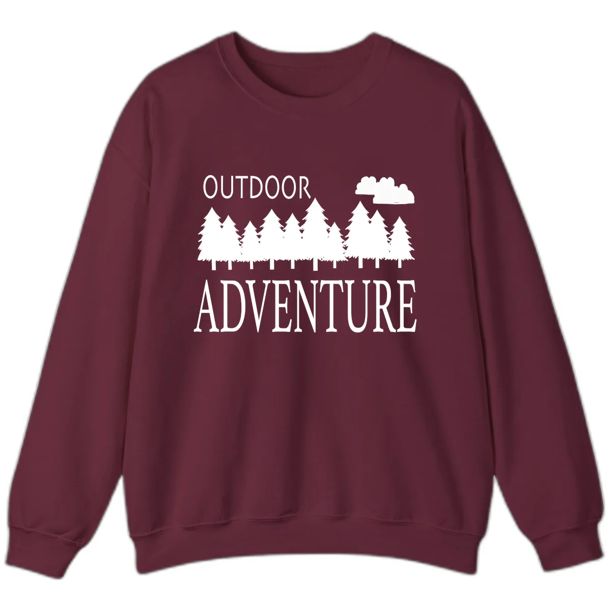Outdoor Adventure Forest Line Sweatshirt in Maroon