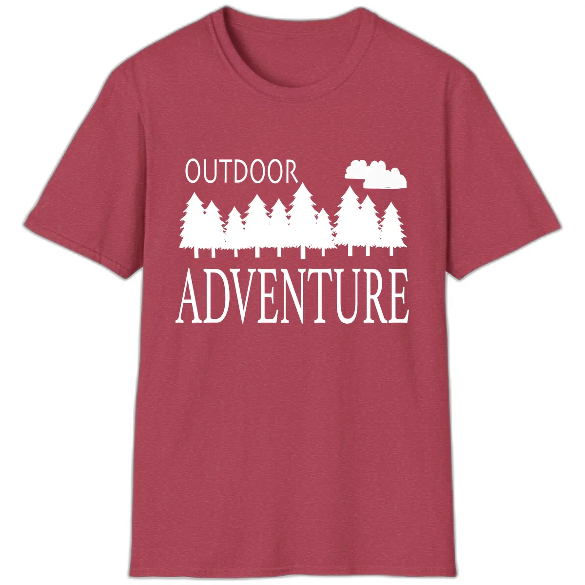 Outdoor Adventure Forest Line T-Shirt in Heather Cardinal