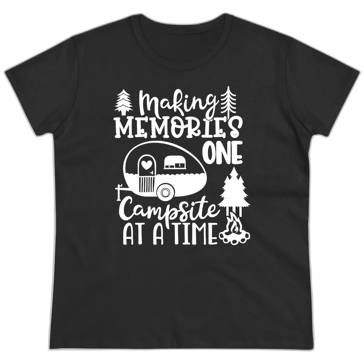 Making Memories One Campsite At A Time Ladies Tee in Black