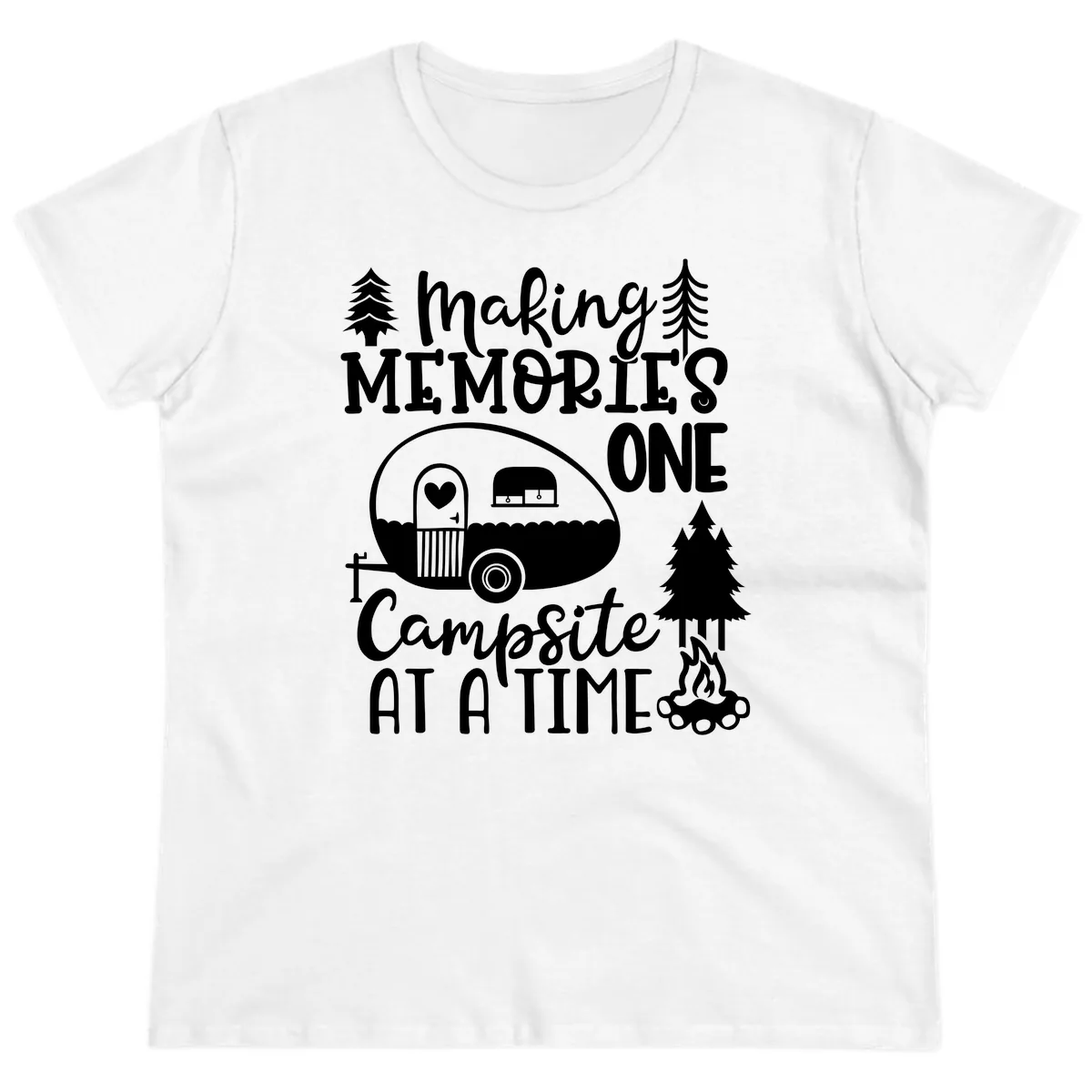 Making Memories One Campsite At A Time Ladies Tee in White