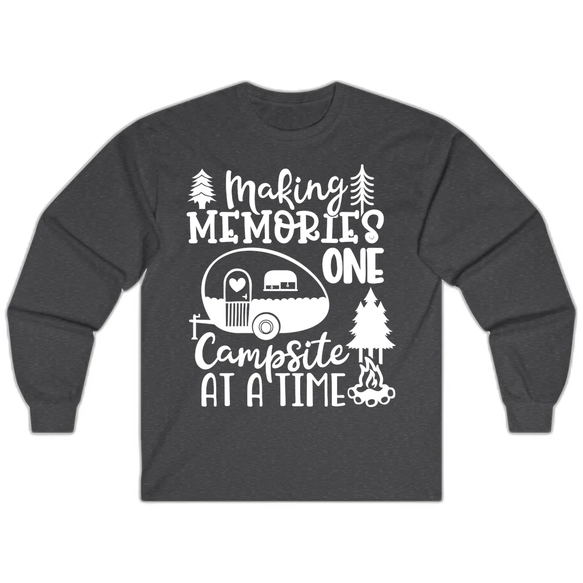 Making Memories One Campsite At A Time Long Sleeve in Dark Heather