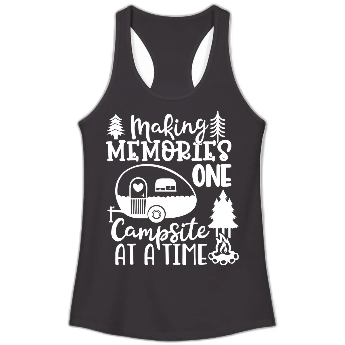 Making Memories One Campsite At A Time Ladies Tank in Black