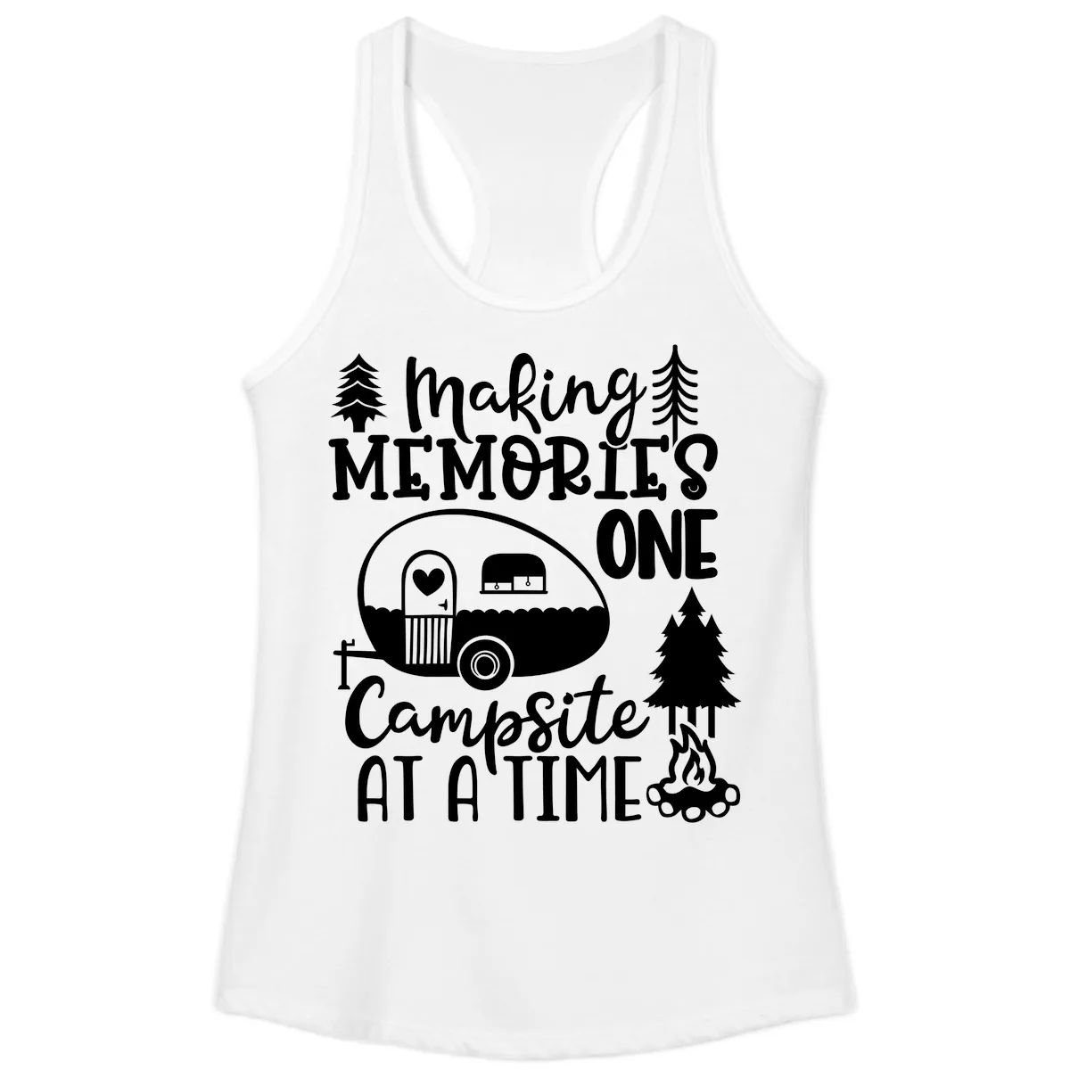 Making Memories One Campsite At A Time Ladies Tank in White