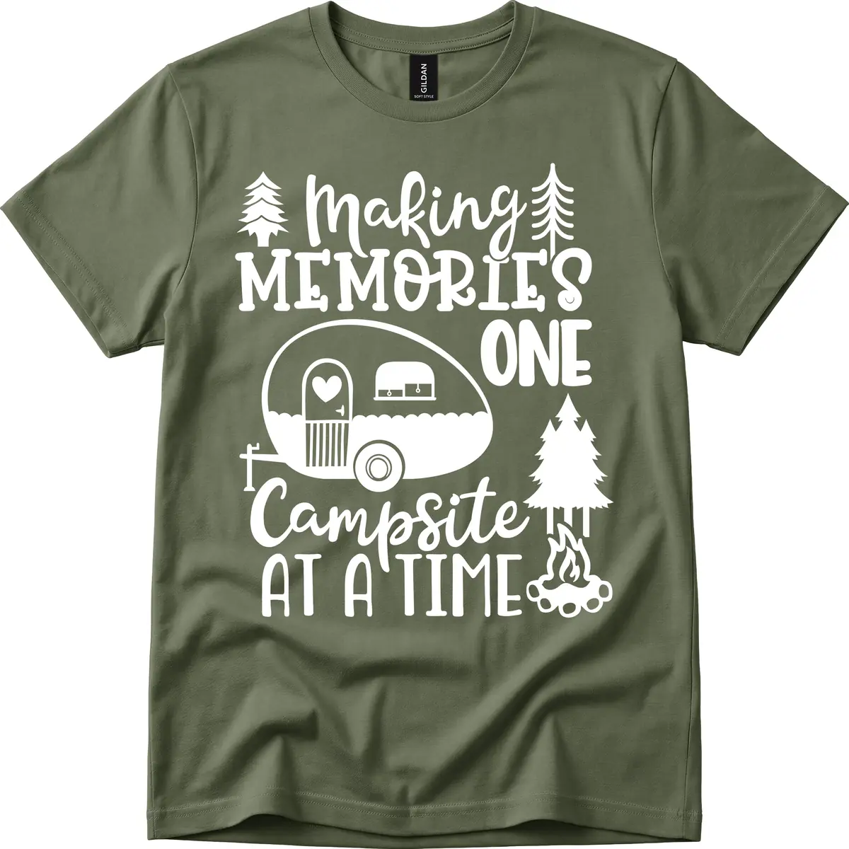 Making Memories One Campsite At A Time T-Shirt in Military Green