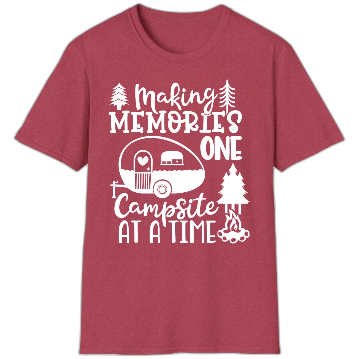 Making Memories One Campsite At A Time T-Shirt in Heather Cardinal