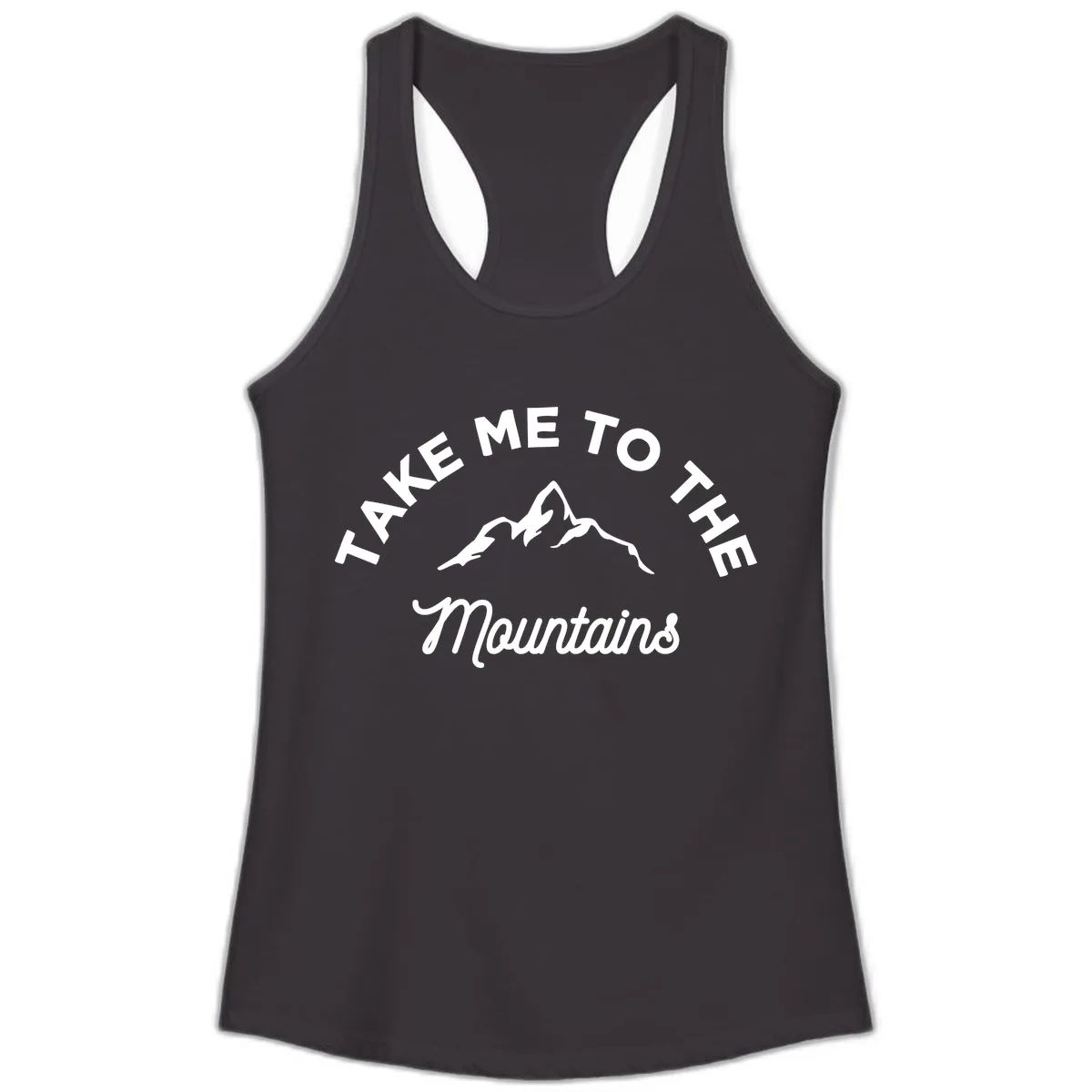 Take Me To The Mountains Ladies Tank in Black