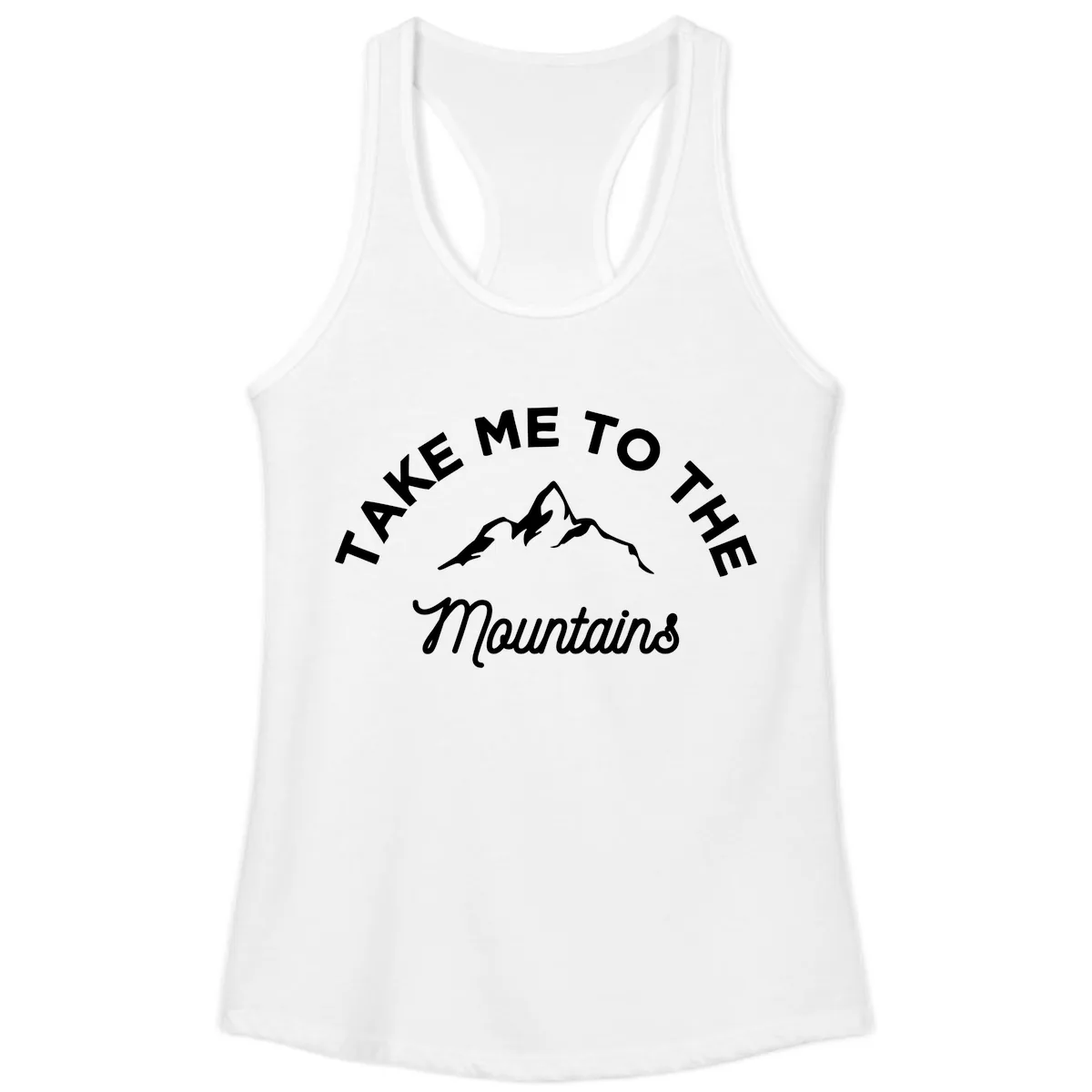 Take Me To The Mountains Ladies Tank in White