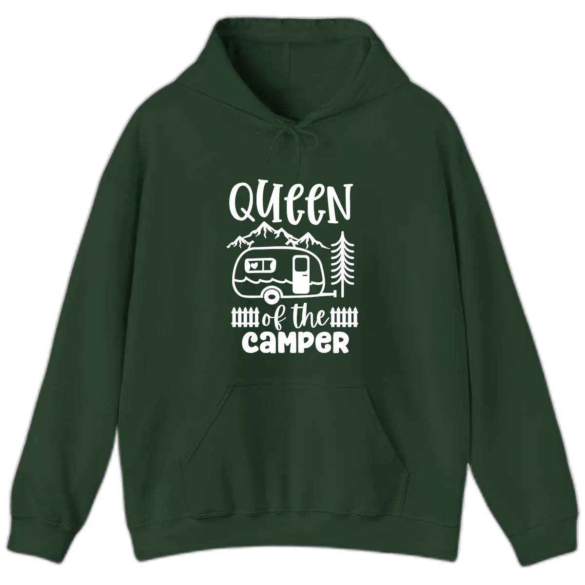 Queen Of The Camper Hoodie in Forest Green