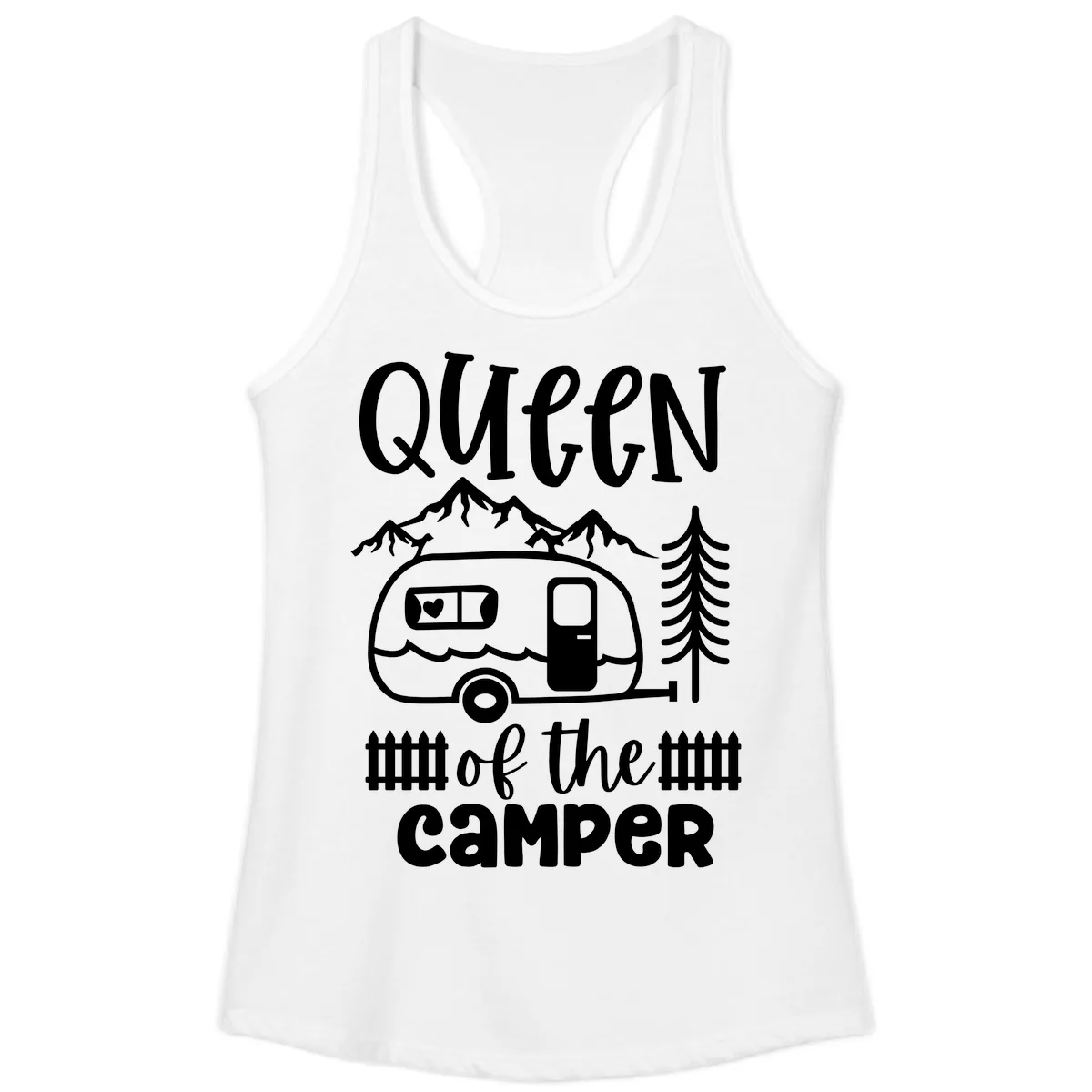 Queen Of The Camper Ladies Tank in White