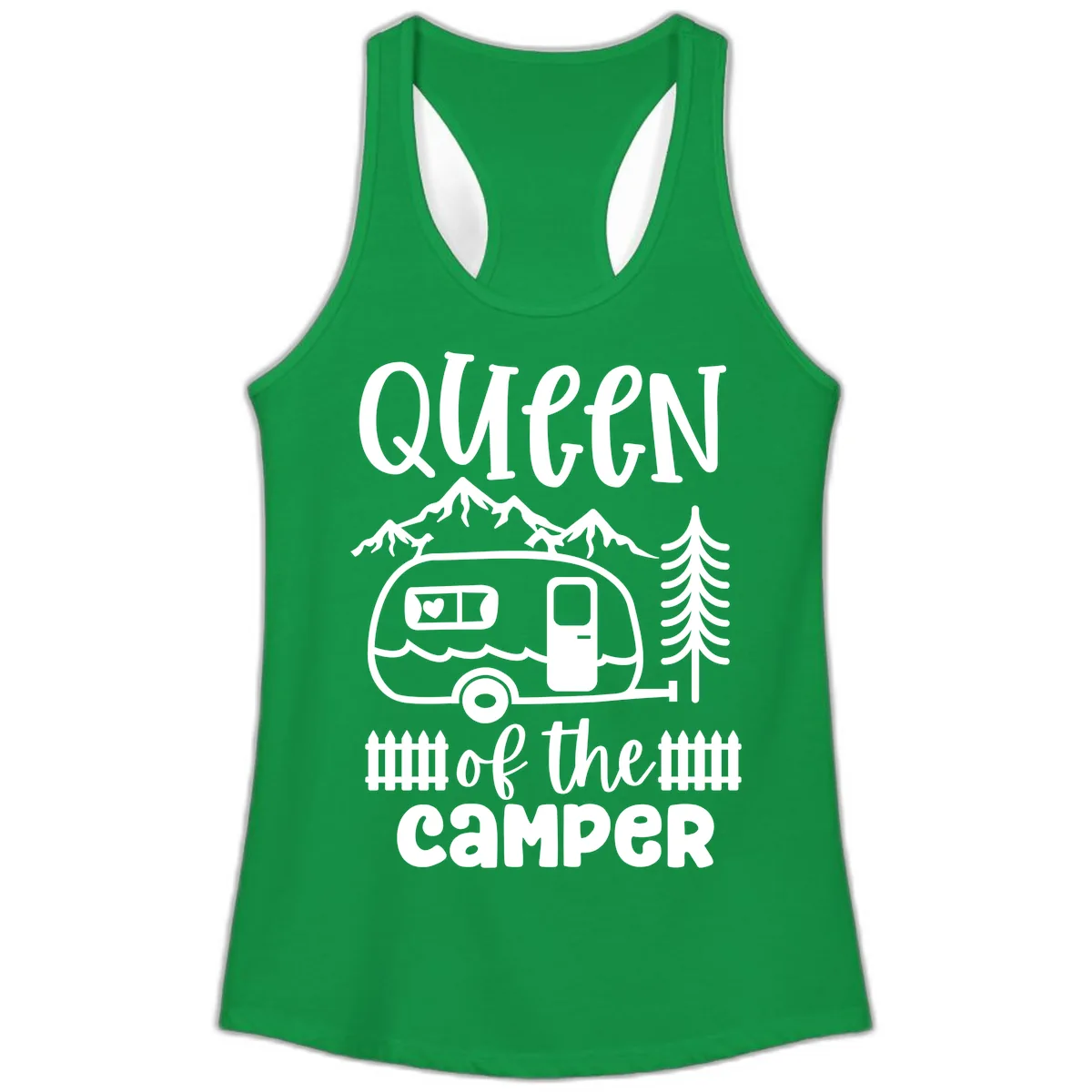 Queen Of The Camper Ladies Tank in Solid Kelly Green