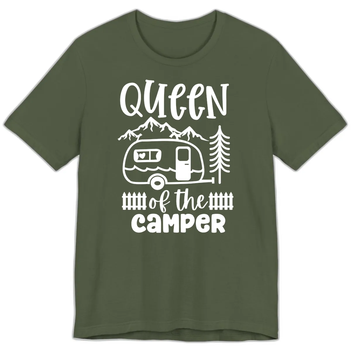 Queen Of The Camper Premium T-Shirt in Military Green