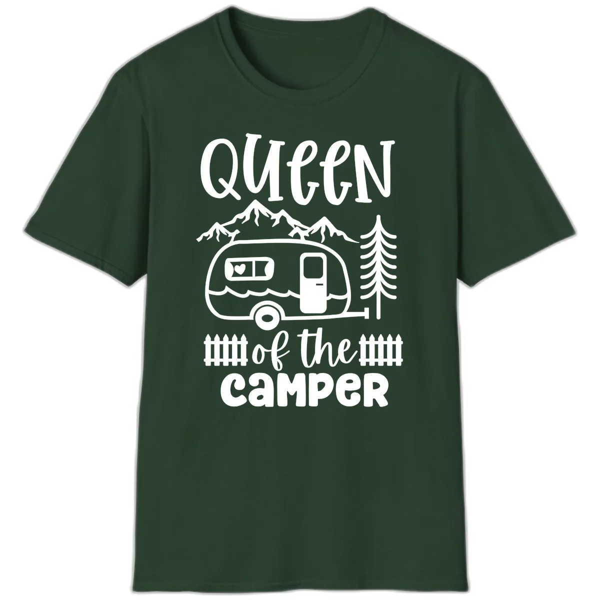 Queen Of The Camper T-Shirt in Forest Green