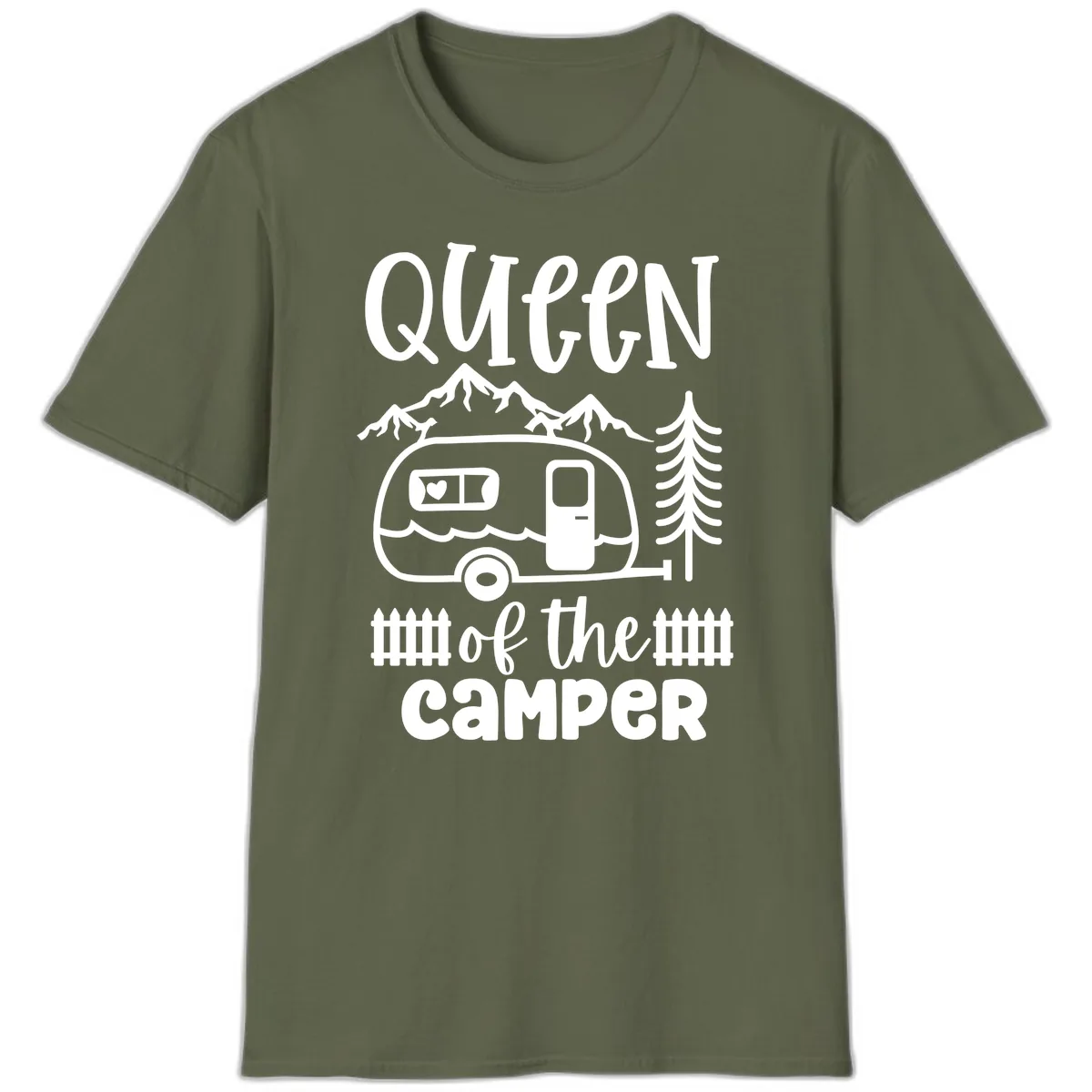 Queen Of The Camper T-Shirt in Military Green