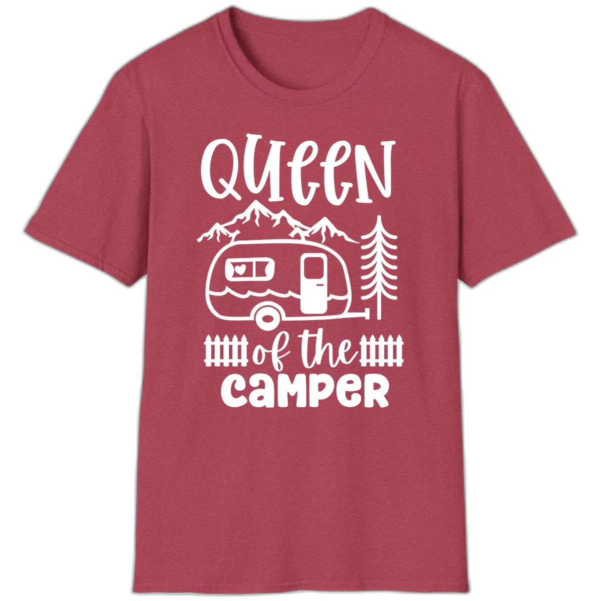 Queen Of The Camper T-Shirt in Heather Cardinal