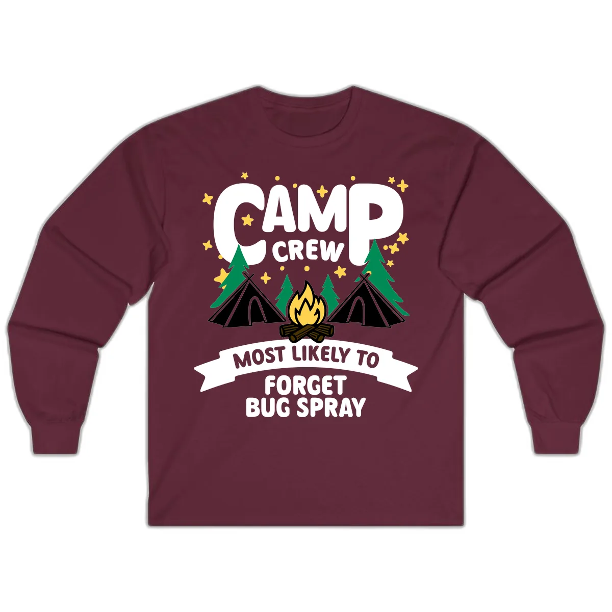 Camp Crew Most Likely To Forget Bug Spray Long Sleeve in Maroon