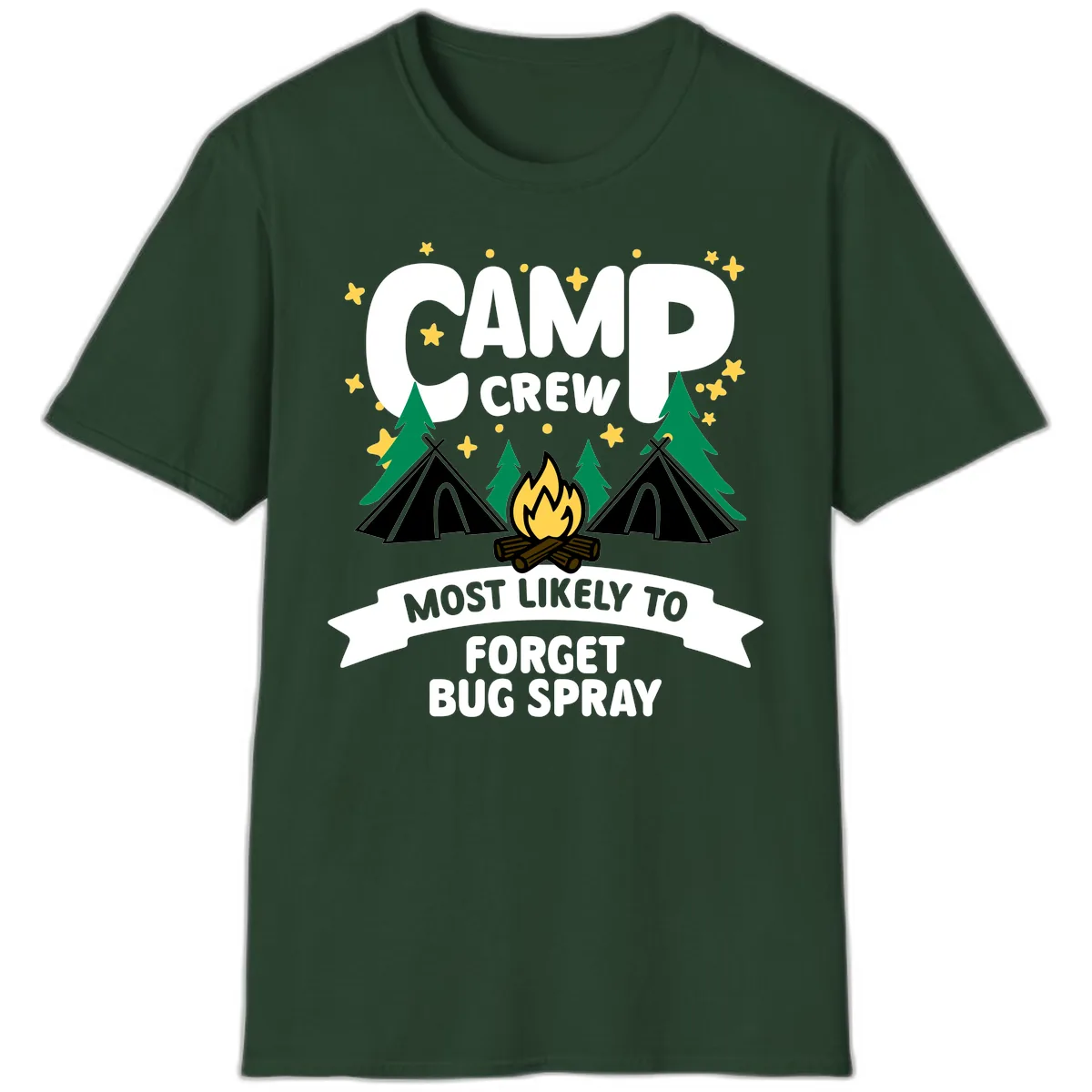 Camp Crew Most Likely To Forget Bug Spray T-Shirt in Forest Green