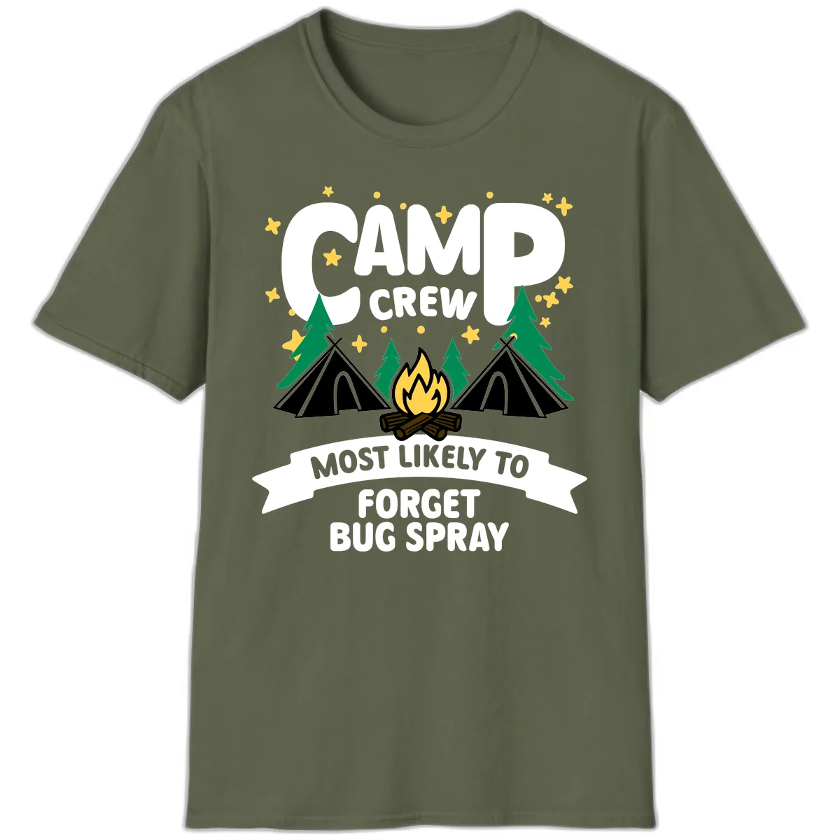 Camp Crew Most Likely To Forget Bug Spray T-Shirt in Military Green