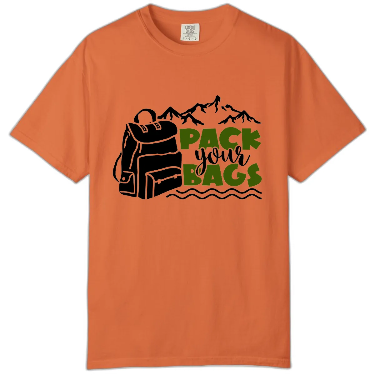 Pack Your Bags Mountain Adventure Comfort Color in Burnt Orange