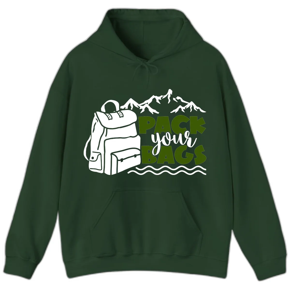 Pack Your Bags Mountain Adventure Hoodie in Forest Green