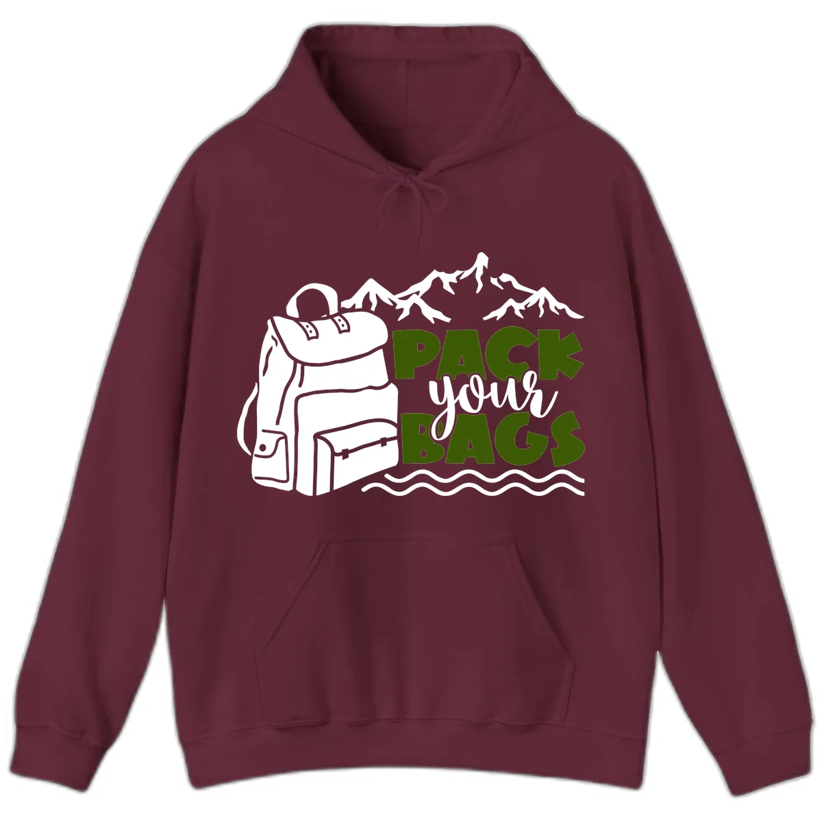Pack Your Bags Mountain Adventure Hoodie in Maroon