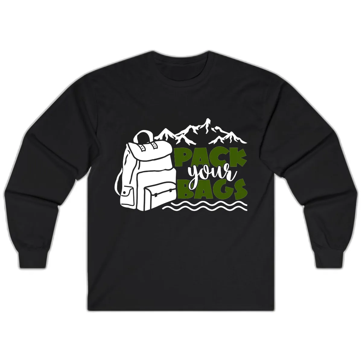 Pack Your Bags Mountain Adventure Long Sleeve in Black