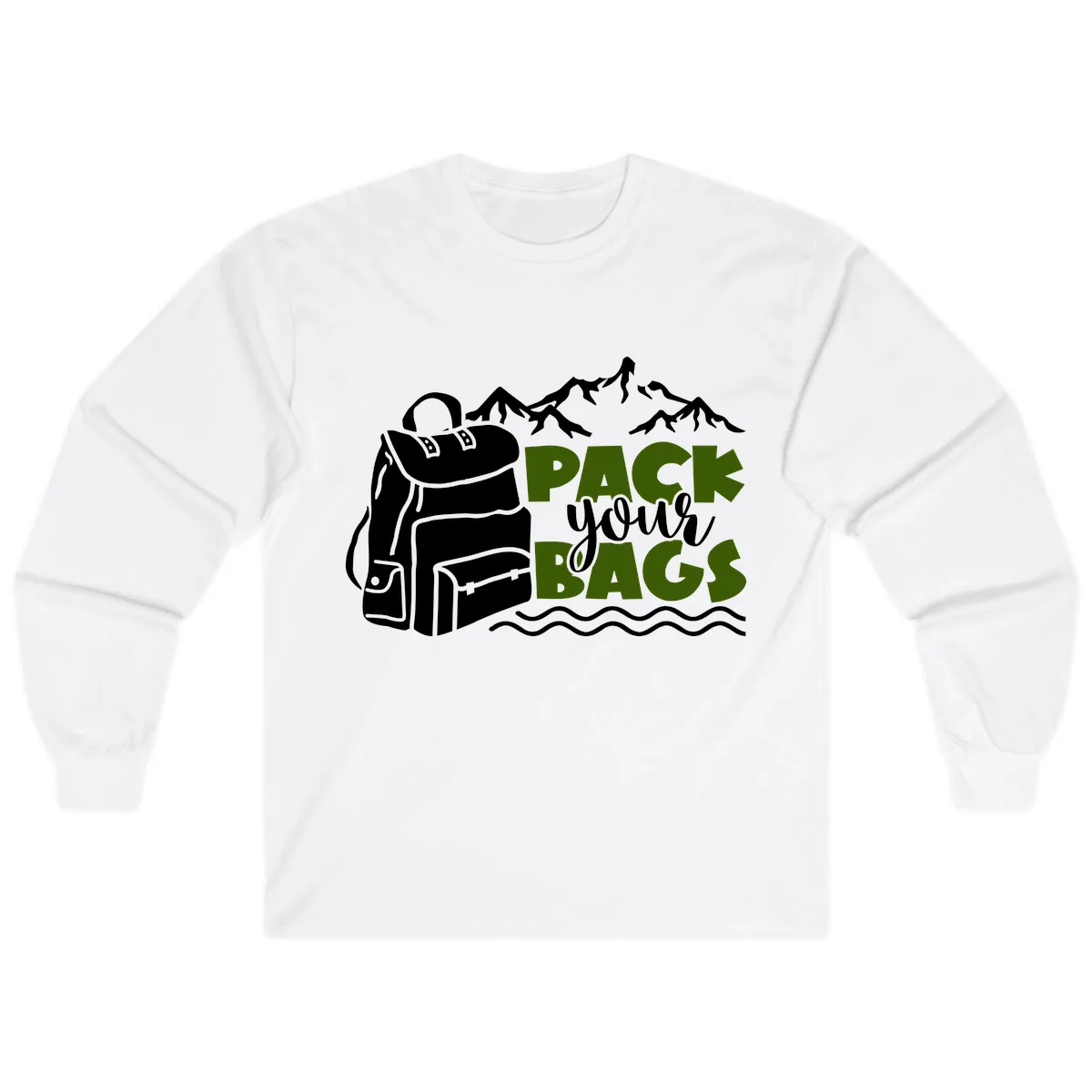 Pack Your Bags Mountain Adventure Long Sleeve in White