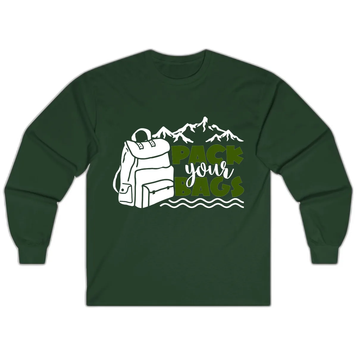 Pack Your Bags Mountain Adventure Long Sleeve in Forest Green