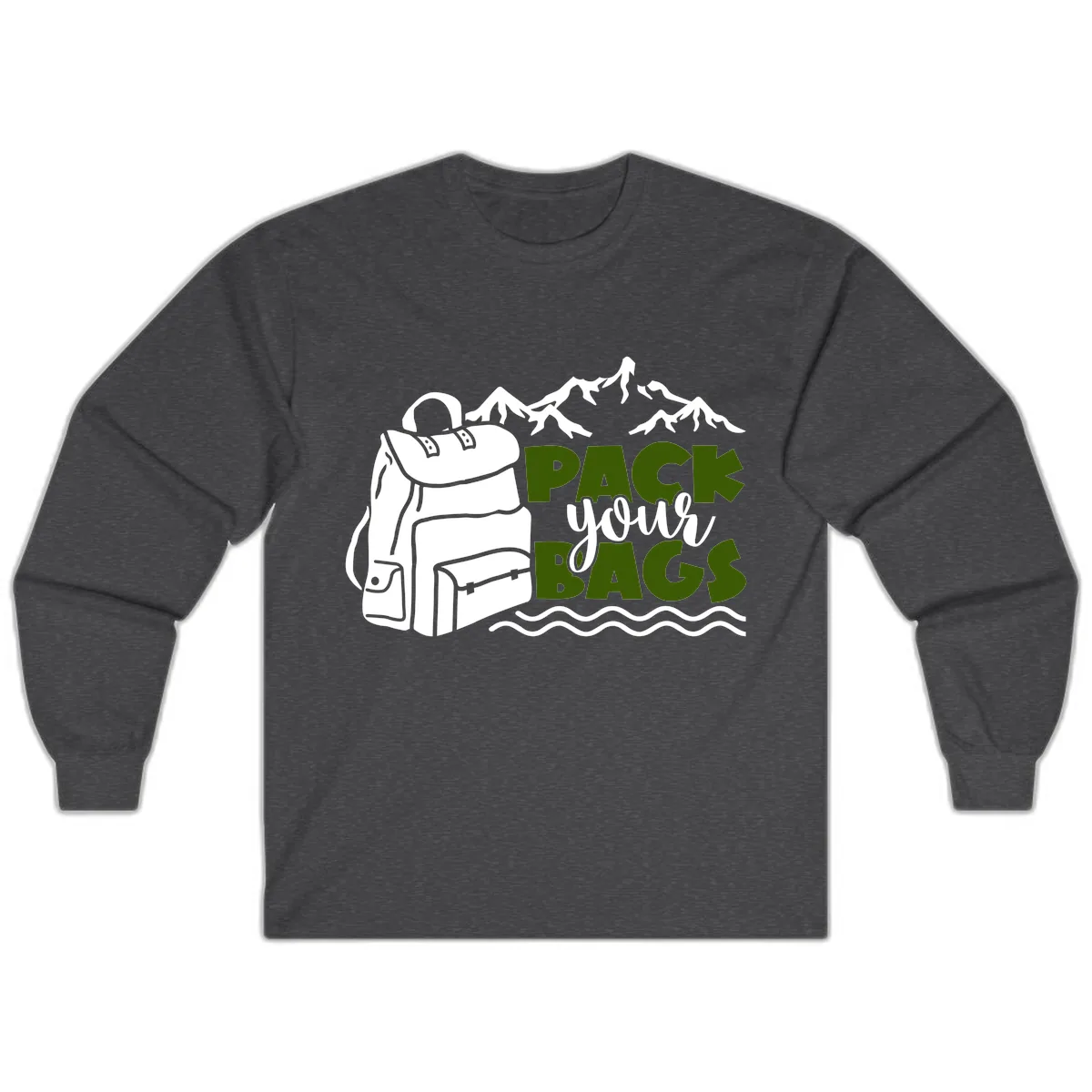 Pack Your Bags Mountain Adventure Long Sleeve in Dark Heather