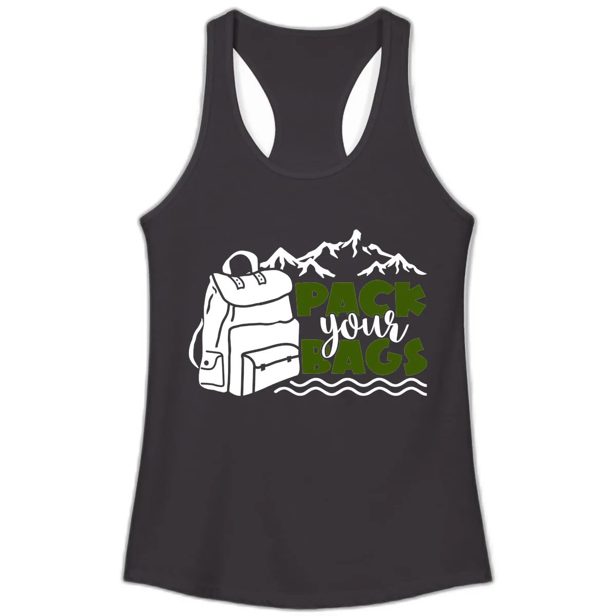 Pack Your Bags Mountain Adventure Ladies Tank in Black