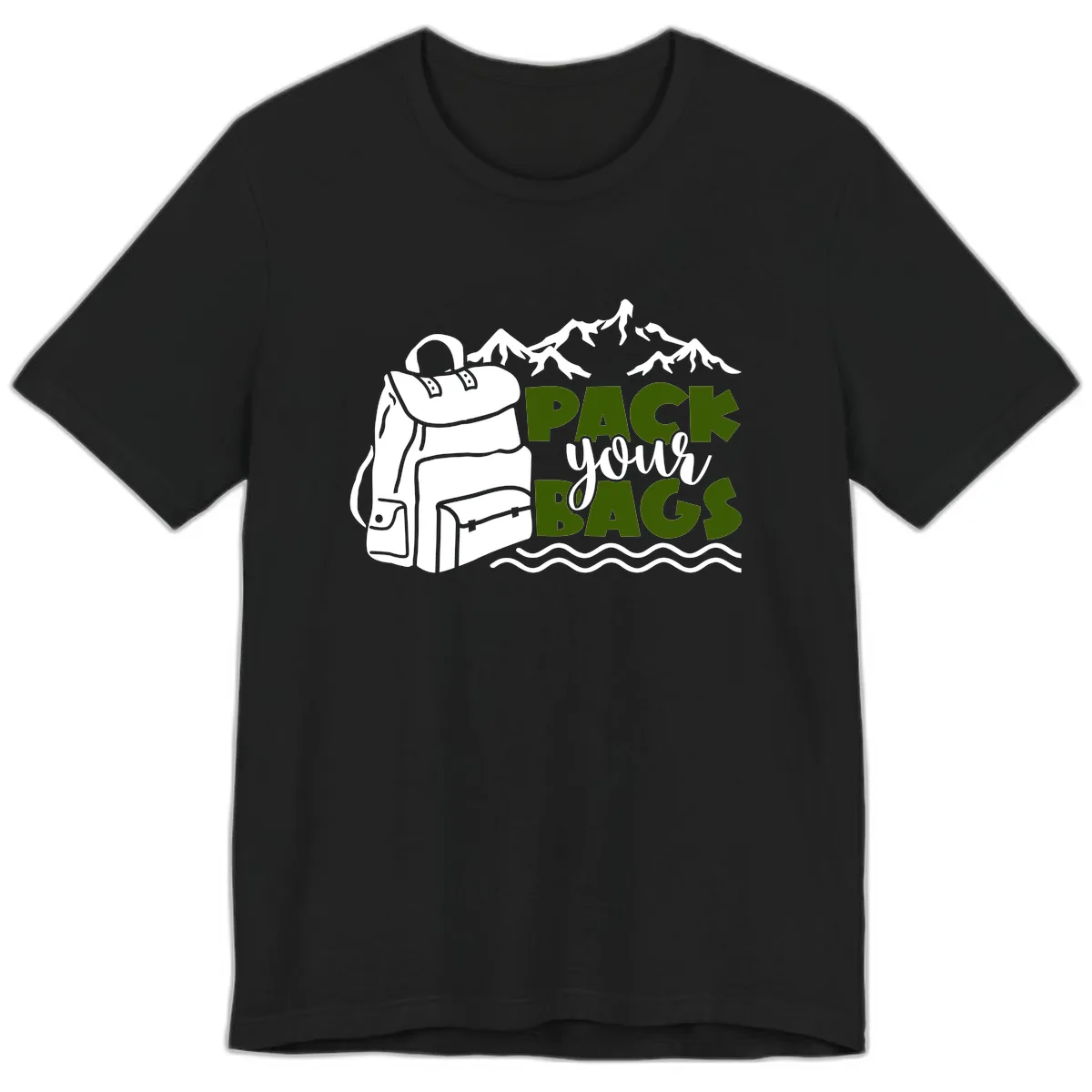 Pack Your Bags Mountain Adventure Premium T-Shirt in Black
