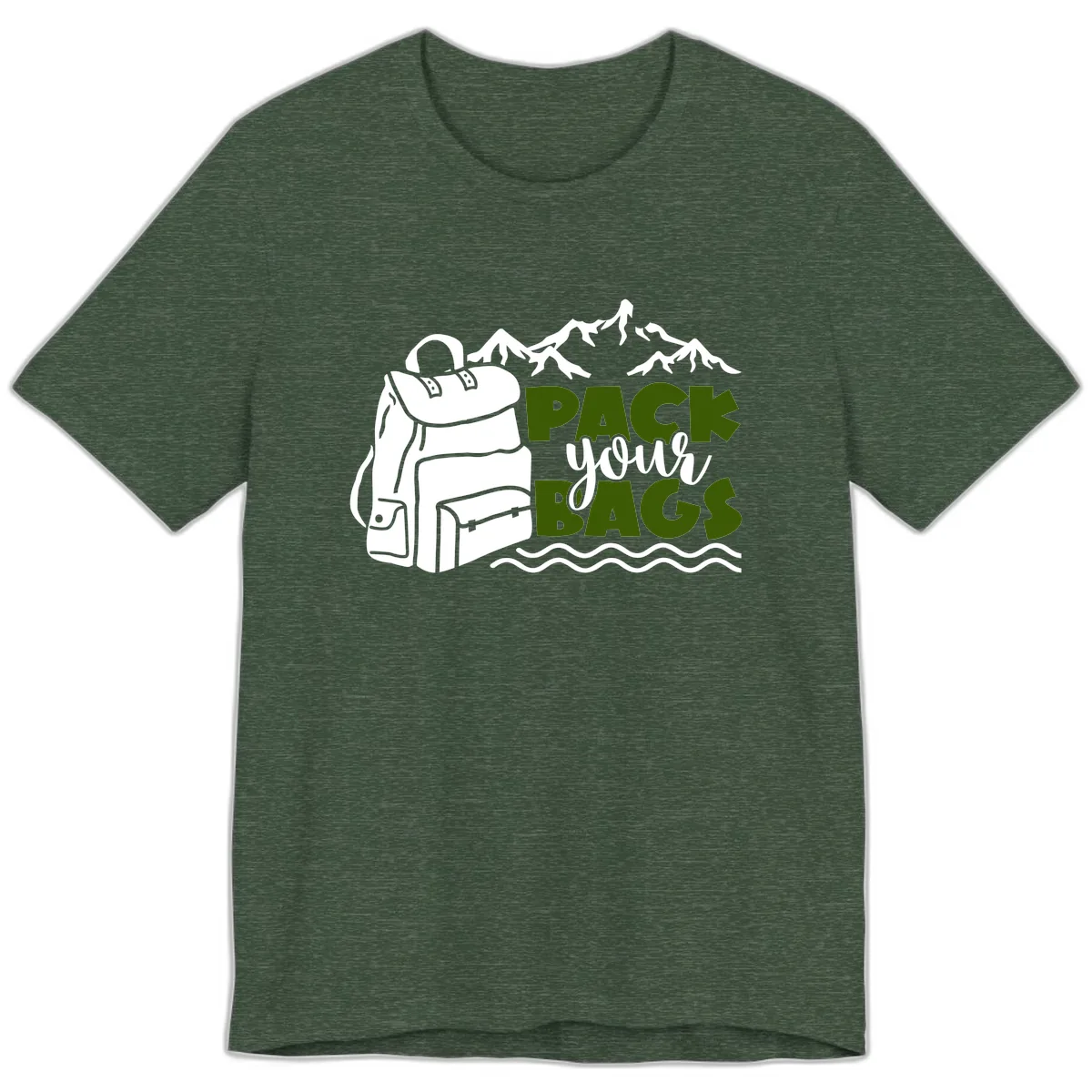 Pack Your Bags Mountain Adventure Premium T-Shirt in Heather Forest
