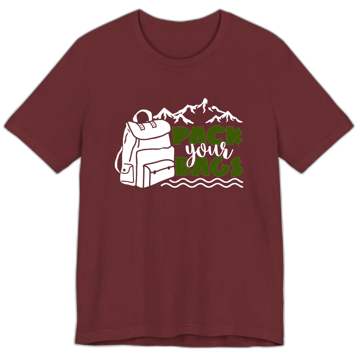 Pack Your Bags Mountain Adventure Premium T-Shirt in Heather Cardinal