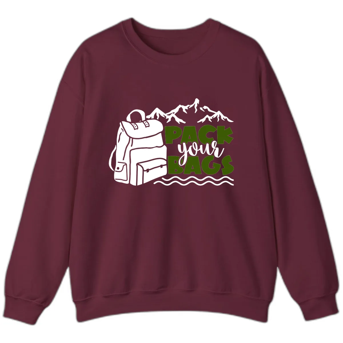 Pack Your Bags Mountain Adventure Sweatshirt in Maroon