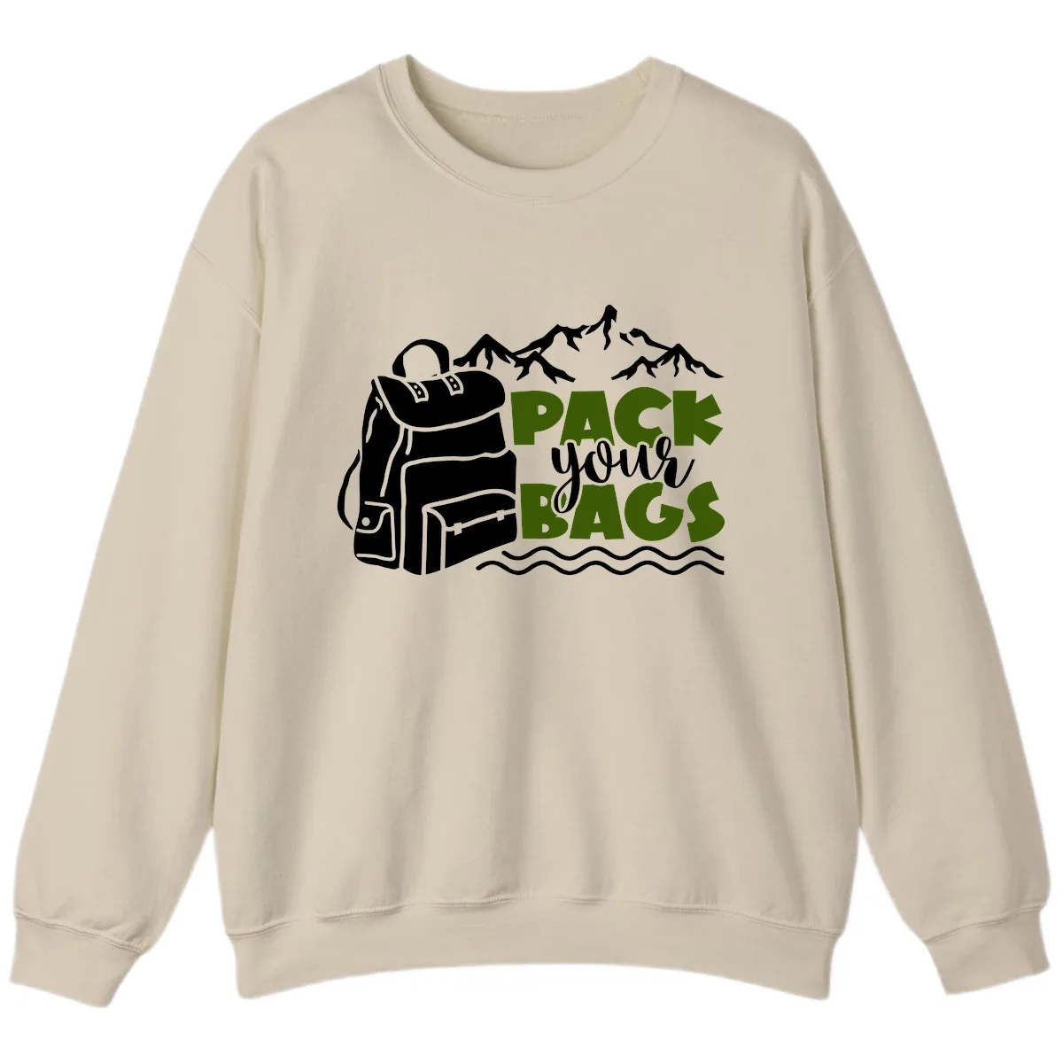 Pack Your Bags Mountain Adventure Sweatshirt in Sand