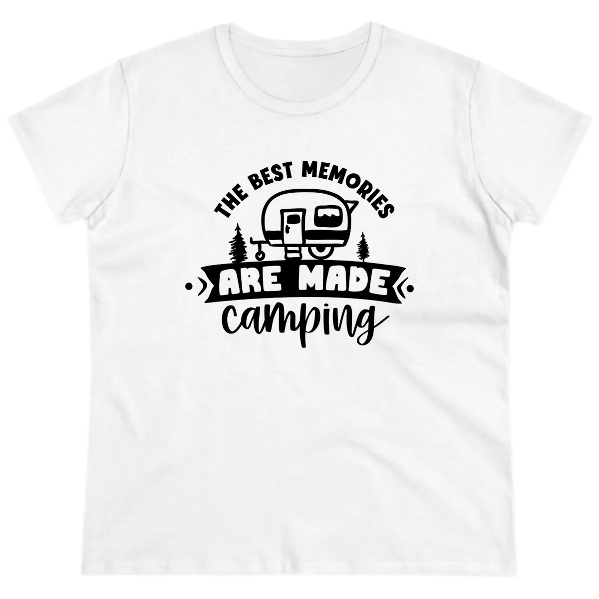 The Best Memories Are Made Camping Ladies Tee in White