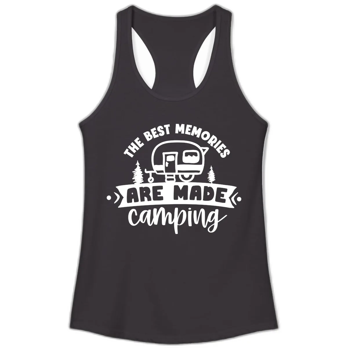 The Best Memories Are Made Camping Ladies Tank in Black