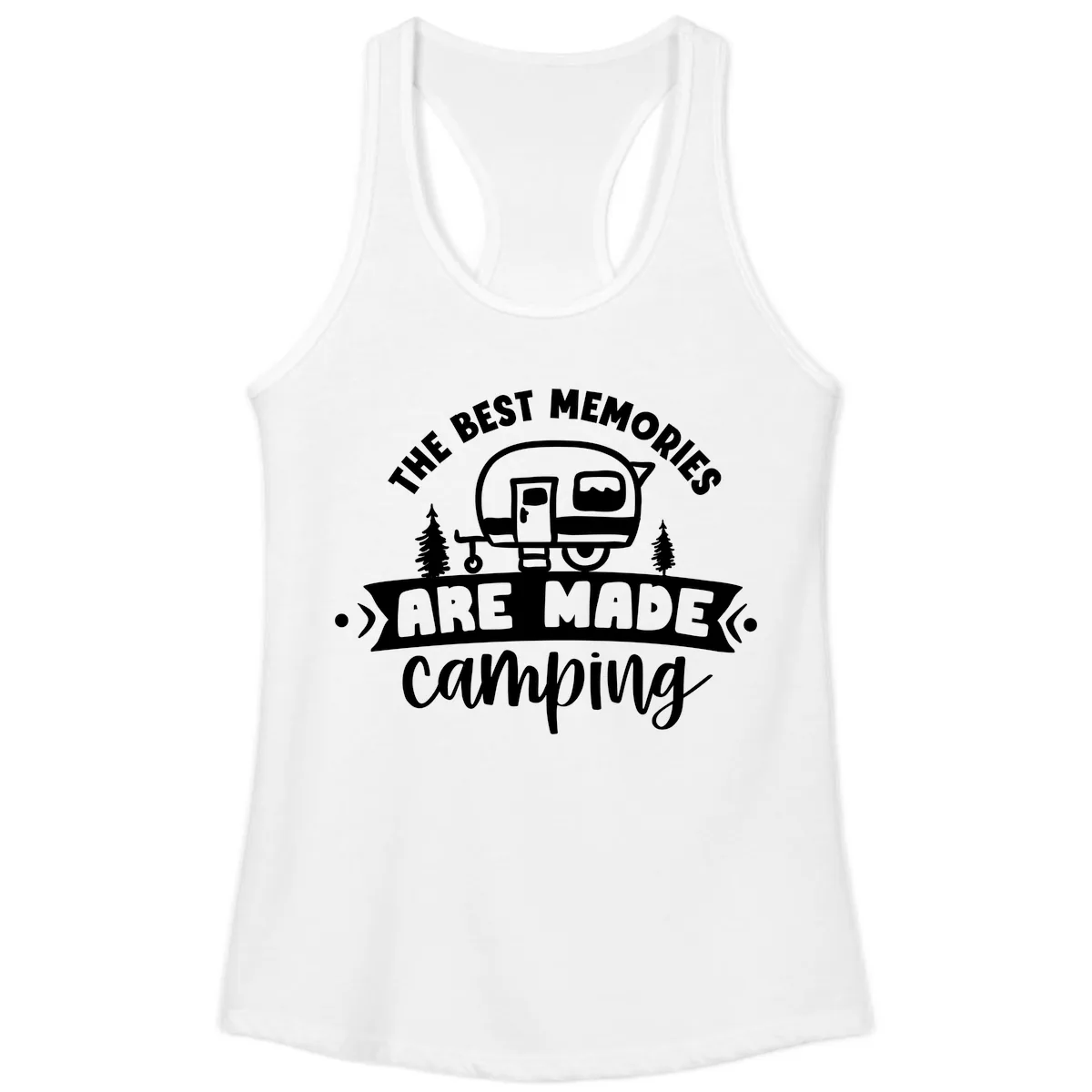 The Best Memories Are Made Camping Ladies Tank in White