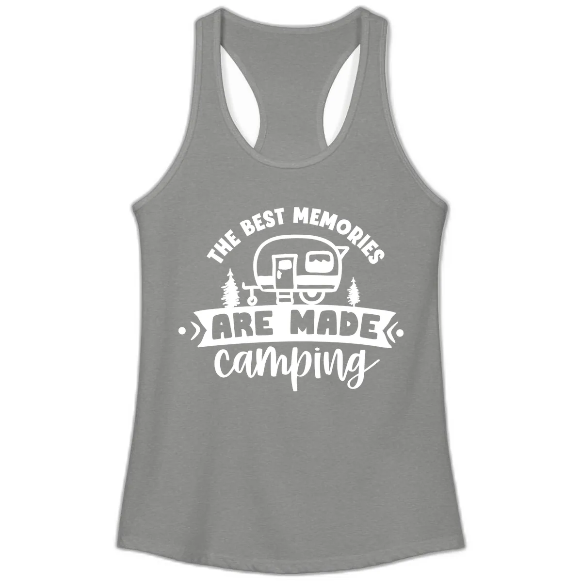 The Best Memories Are Made Camping Ladies Tank in Heather Grey