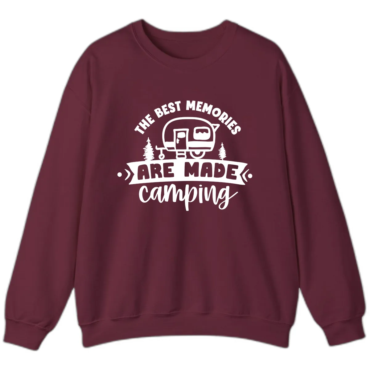 The Best Memories Are Made Camping Sweatshirt in Maroon