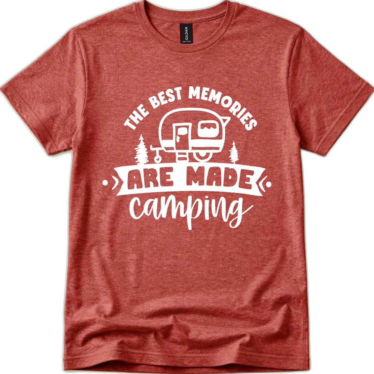The Best Memories Are Made Camping T-Shirt in Heather Cardinal