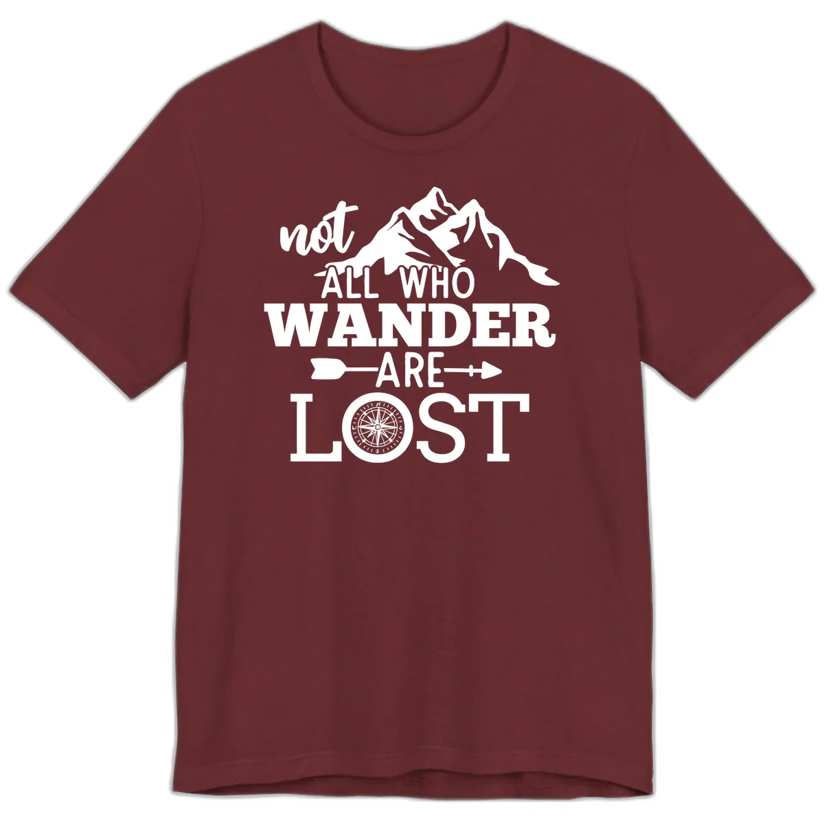 Not All Who Wander Are Lost Premium T-Shirt in Heather Cardinal