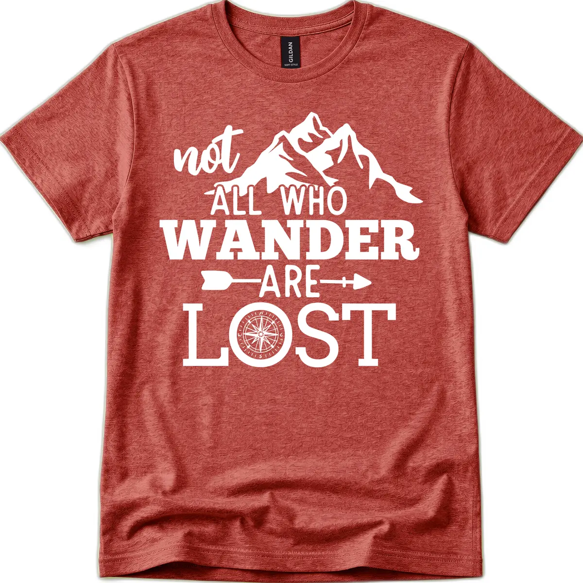 Not All Who Wander Are Lost T-Shirt in Heather Cardinal