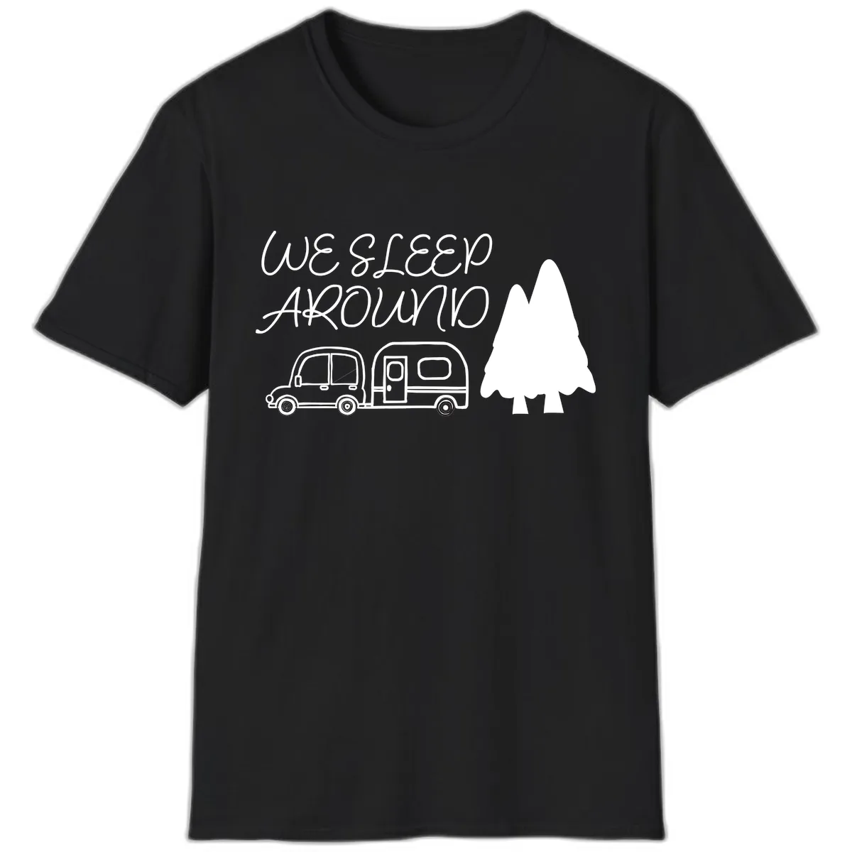 We Sleep Around Camping Adventure T-Shirt in Black
