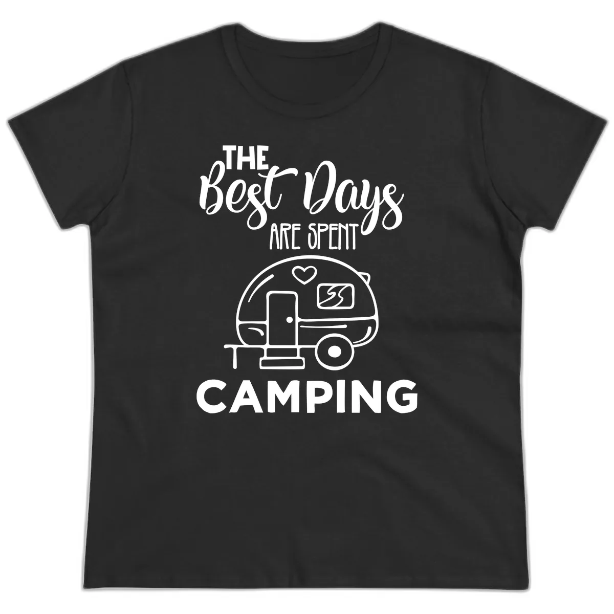 The Best Days Are Spent Camping Ladies Tee in Black