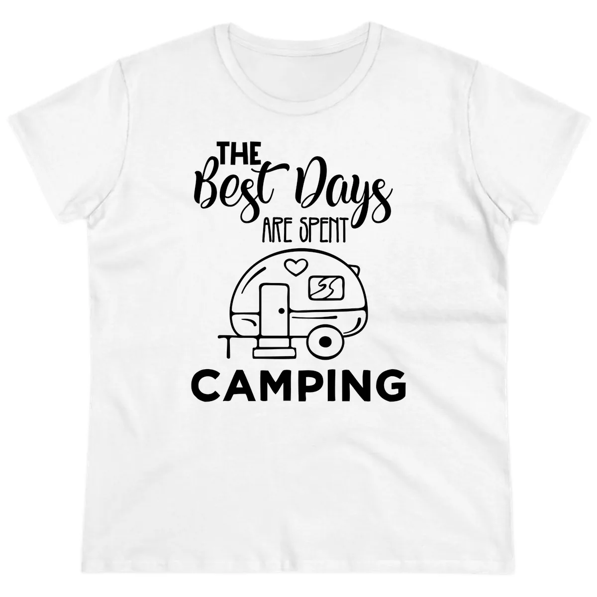 The Best Days Are Spent Camping Ladies Tee in White