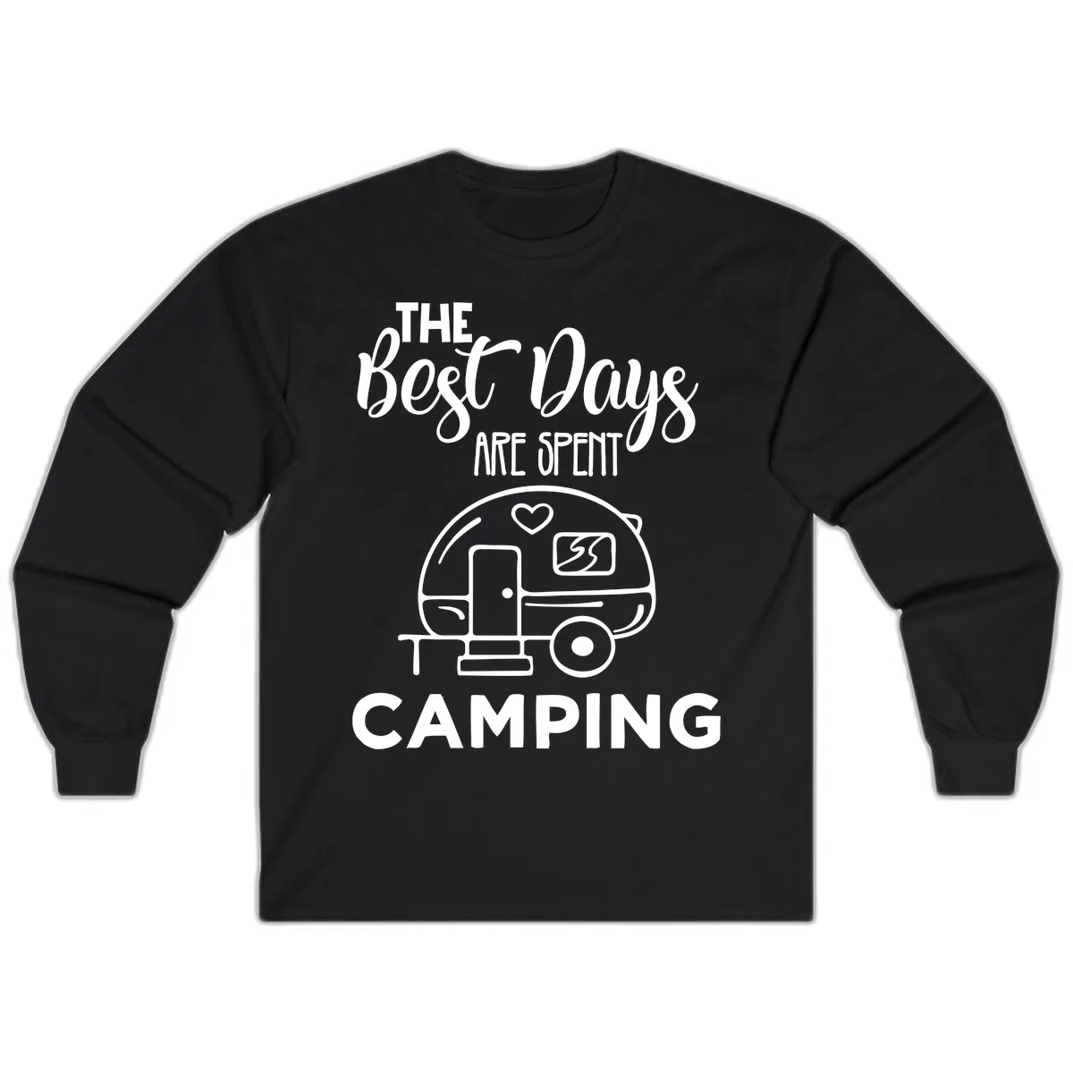 The Best Days Are Spent Camping Long Sleeve in Black