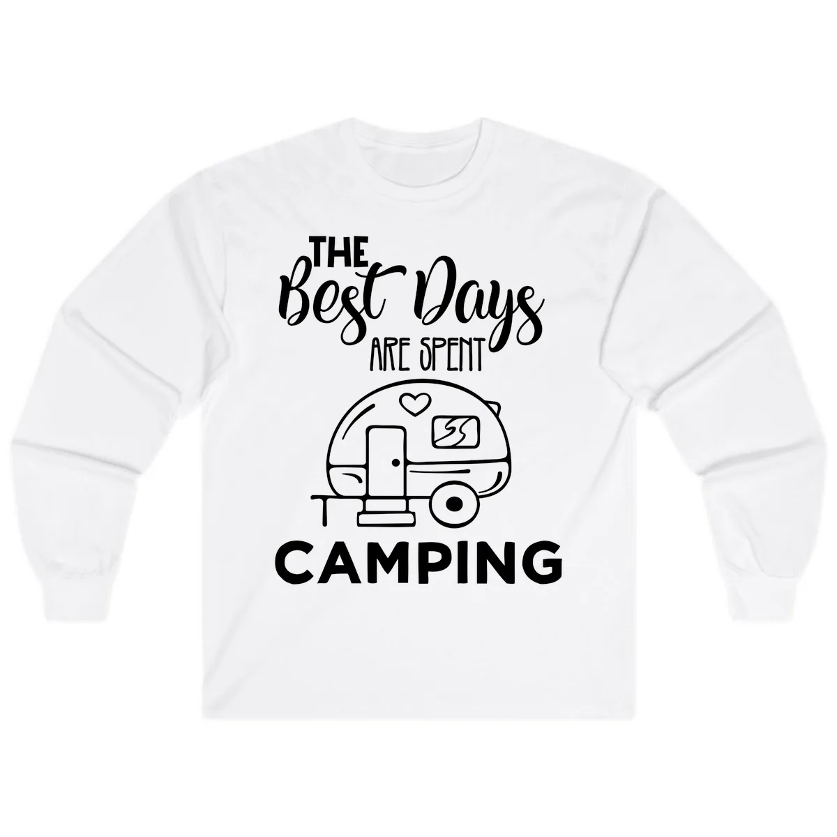 The Best Days Are Spent Camping Long Sleeve in White