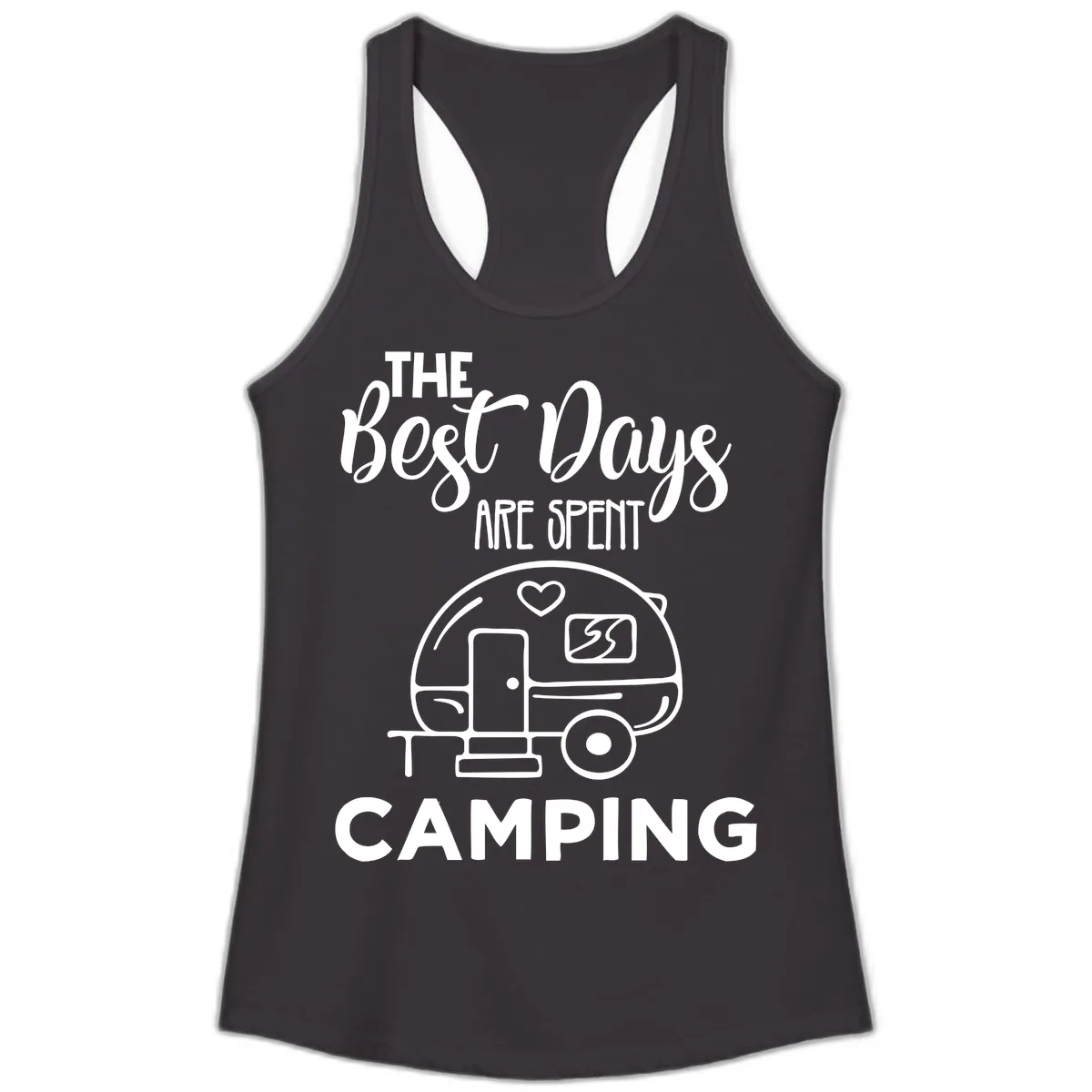 The Best Days Are Spent Camping Ladies Tank in Black