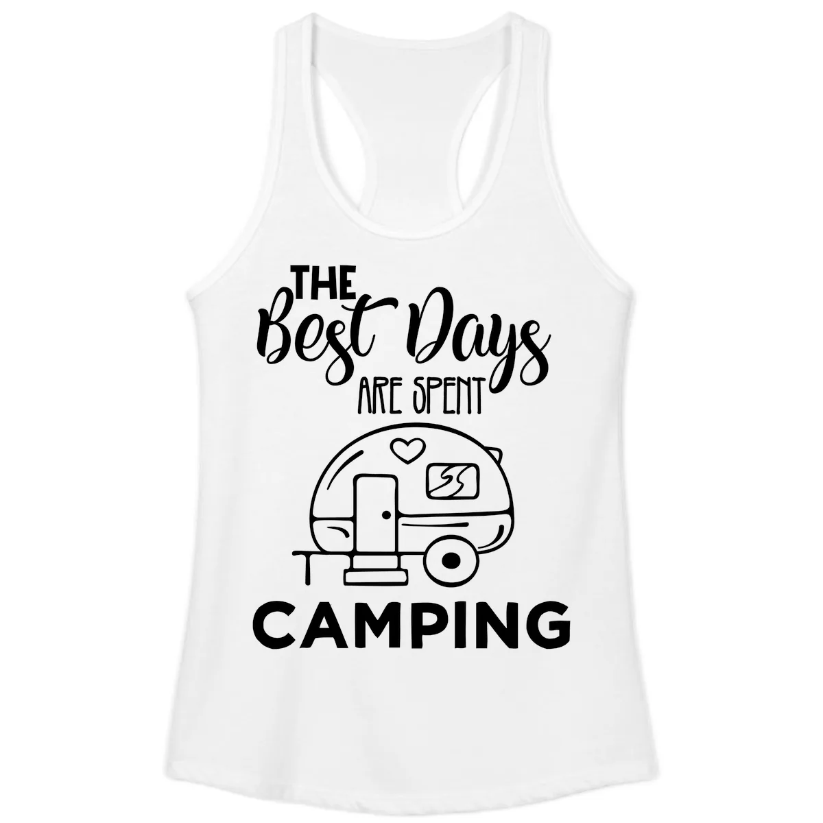 The Best Days Are Spent Camping Ladies Tank in White